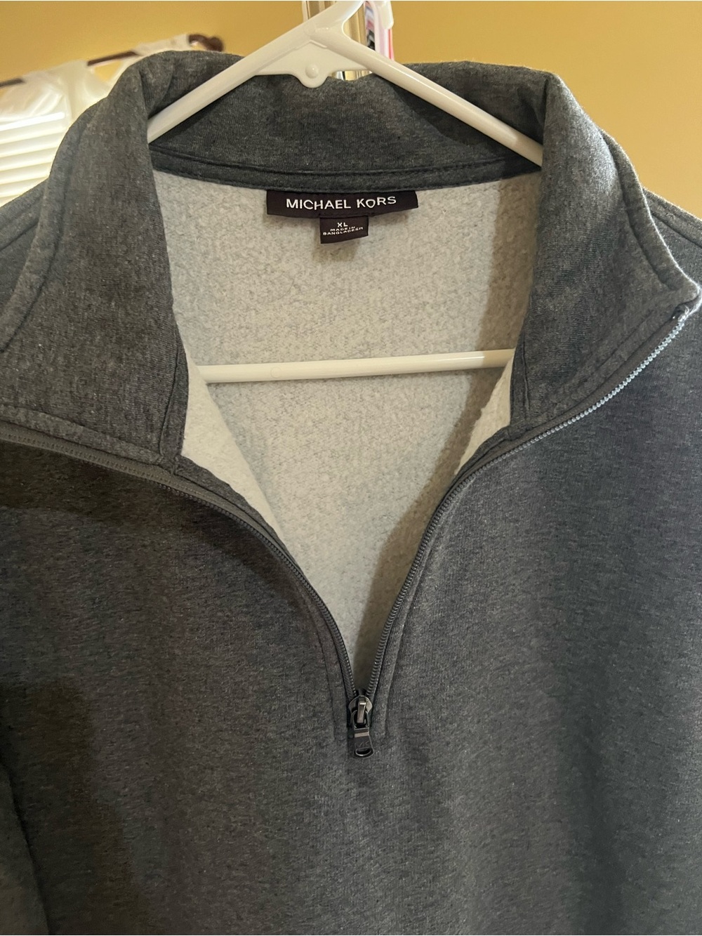 Michael Kors Men’s Dark Gray Zip-Up Mock Neck Sweater